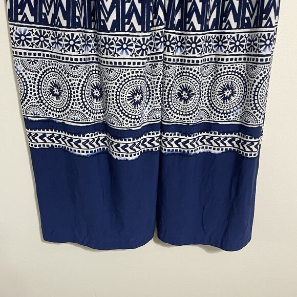 Chico's Palazzo Pants Plus Size 4 XXL Navy White Ikat Mandala Boho Resort - Picture 6 of 15